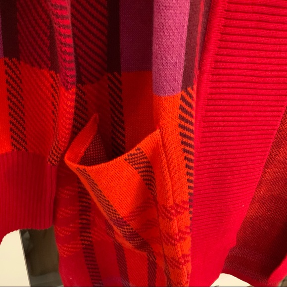 Isaac Mizrahi Plaid Open Cardigan Size M - Picture 4 of 6